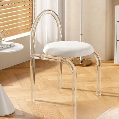 China Silla de maquillaje acrílica transparente de estilo para uso en dormitorio, balcón y comedor en venta