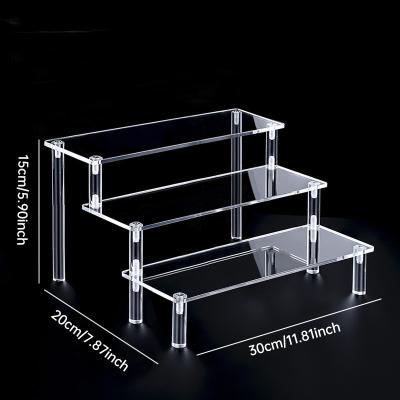 China Clear Acrylic Display Stand  Plexiglas Storage Shelf Ladder-shaped Desktop Display Stand For  Collection for sale