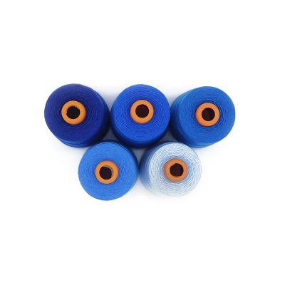 China Low Moq Fashionable 100% Spun Polyester High Tenacity 20/3 Durable Blue Sewing Thread For Heavy Fabric for sale