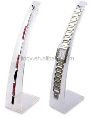 China Eco-friendly and top quality factory custom frosted L shape pmma acrylic watch holder plexiglass watch strap display stand white acrylic stand holder for sale