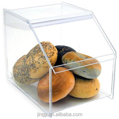 China Custom square clear transparent plexiglass pmma factory custom factory bread food display showcase acrylic bread display box for sale