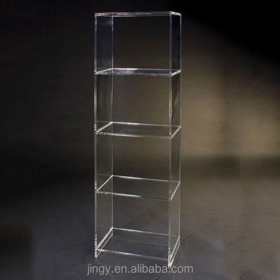 China Factory novelty pmma custom clear plexiglass 4 tier clear acrylic floor display with 4 shelves for shoes tier acrylic display stand for sale