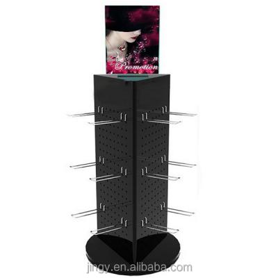 China New arrival custom factory counter floor hanger black pmma plexiglass display stand black 360 sided rotating acrylic display with hooks for sale