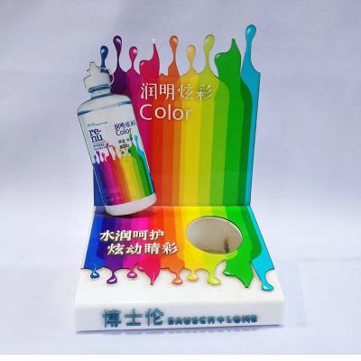 China Eco-friendly uv printing cosmetic display stand desktop table pmma plexiglass acrylic skin care makeup display stand counter eye care cream for sale