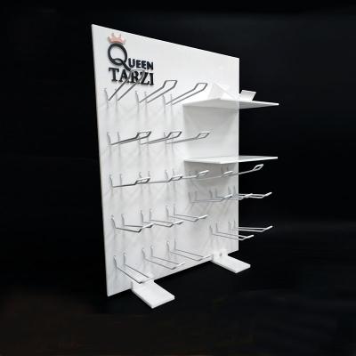 China Eco-friendly and superior quality factory custom pmma plexiglass white eyewear lashes display stand with hooks acrylic eyelash display with hooks for sale