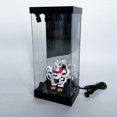 China Eco-friendly and superior quality factory custom desk counter led toy lightweight acrylic acrylic dislay pmma model robot robot display box stand with lights for sale