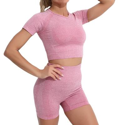 China Sweat-Wicking Seamless Knitted High Waist Stretch Fitness Running Suit For Women for sale