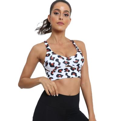 China Front-liner NYLON Keyhole Leopard Print Leopard Print Vest Fitness Shockproof Bra for sale