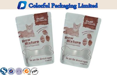 China 100g Glossy printing PET / PE Pet Food Packaging With Zipper top for sale