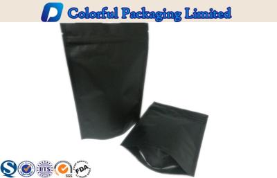 China 500g Coffee Packing Resealable Matte Black Stand up Pouch With Window for sale