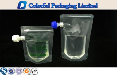 China 100ml / 200ml Clear Ziplock Stand Up Pouch With Spout For Water Packaging for sale