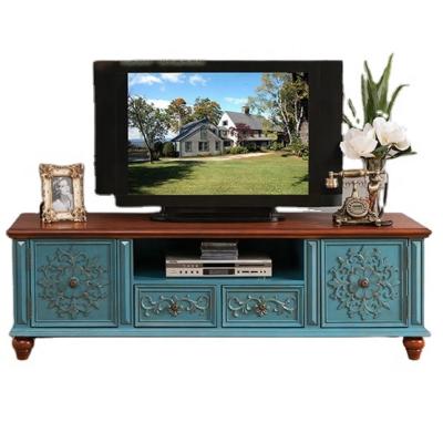 China Original Design Amazon Hot Selling Wood Carved Rustic Home Decoration Media Console Wooden TV Stand for sale