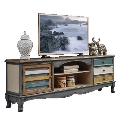 China Original Design Solid Wood Brown Living Room Furniture Set Home Style Wooden TV Stand With Drawers for sale