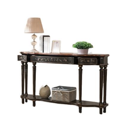 China OEM Furniture Design Home Handmade Living Room Black Wooden Original Style End Side Modern Console Table for sale