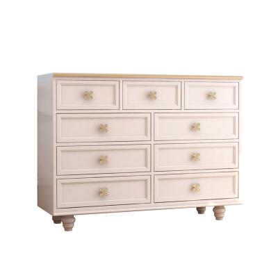 China Simple style candy color pink chest of drawers bedroom fabric filing console table cabinet for sale