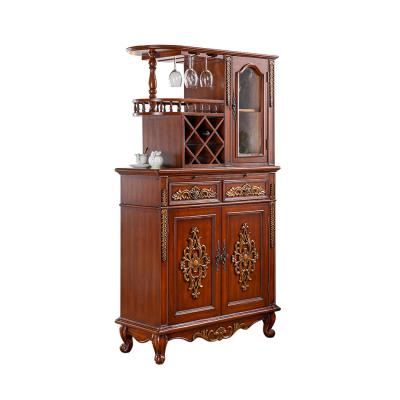 China New Design Brown Wood Arch Home Wooden Wine Bottle Or Liquor Storage Racks Bar Cabinet for sale