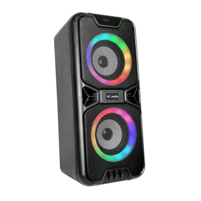 China Factory Latest Dual Horn 4inch BT PARTYBOX Wireless Portable Speaker Small Subwoofer With RGB Lights FM Radio USB TF MIC Port In Aux. inside for sale