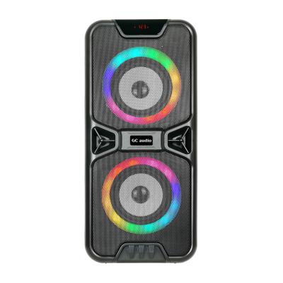 China New Wireless Home Audio Heavy Bass Speakers Powered Outdoor Portable BT Speakers Party Box Support TF/USB/AUX/FM Disco Lighting for sale