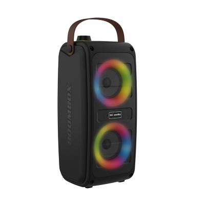 China New 20W Double Horn 20W Multi Function Private Portable Outdoor Wireless BT Speaker With Colorful Light USB MIC FM Radio In for sale