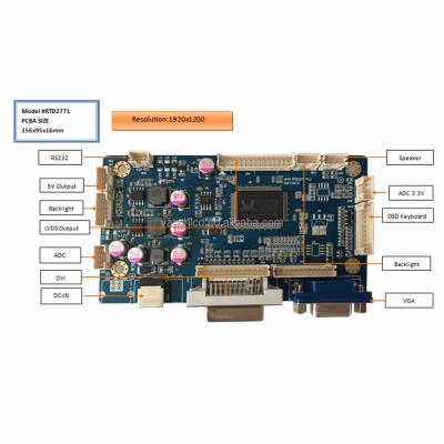 China Monitor/TV Control Board 1920x1080 1920x1200 VGA/DVI Working With Industrial Display Screen for sale