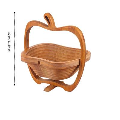 China Promo Collapsible Rotating Bamboo Folding Fruit Basket for sale