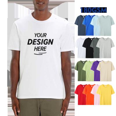 China HG7900 Anti-Wrinkle Customize T-shirts 100% Unisex Large Loose Fit 180gsm Solid Color Cotton Mens Brand Graphic Cotton Men's T-shirts for sale