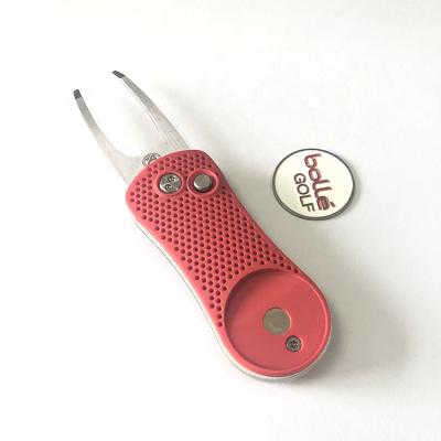 China Wholesale Custom Golf High Quality Zinc Alloy Golf Digging Tool Throwing Fork and Ball Markers Golf Digging Tool for sale