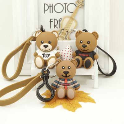 China Promotion gift factory price cute 3D PVC TOY BEAR PVC kpop custom logo soft key chain key chain high quality for sale