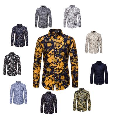 China Wholesale hot sale men's fashion anti-pilling casual loose cotton long sleeve printed shirt men's shirt for sale