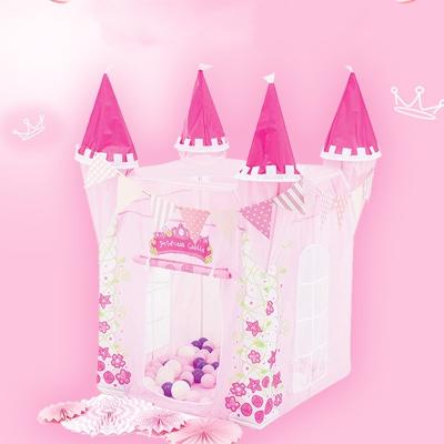 China Soft Toy Folded Easy Setup Kids Play Tent Pink Princess Castle Indoor Outdoor Tent for sale