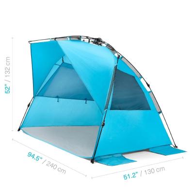 China Water proof new blue quick-opening oversized portable beach tent automatic pole umbrella protection waterproof and opaque for sale