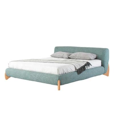 China Wabi sabi sabi sabi style modern queen king luxury simple double frame upholstered wooden child beds for sale