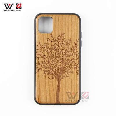 China Custom Manufacturer Anti-Fall Wood Suitable For Apple iPhone 11 Wooden Phone Case TPU Wood for sale