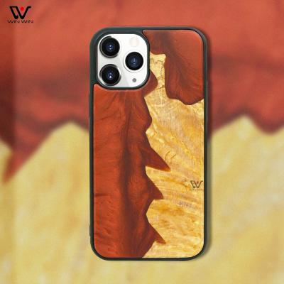 China Newest Custom Wooden Resin TPU Shockproof Mobile Phone Case For iPhone 12 Pro Max for sale