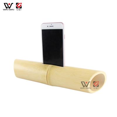 China Custom Made Degradable Bamboo Wooden Stand Speaker Phone Speaker Waterproof Natural Eco-Friendly Phone Speaker for sale