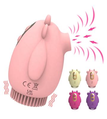 China 7 Modes Sucking And Shaking Cute Calf Shape Sucking Vibrator With Mute Design Waterproof 7 Modes Breast Nipple Clitoris Brush Sucking Vibrator for sale