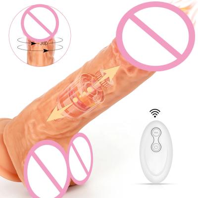 China 8-Frequency Realistic Rotation 8 Modes Telescopic Silicone Vibration Dildo With Shock Function Women Sex Toy With Suction Cup Stimulator With 360 Rotating Head for sale