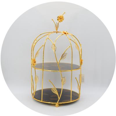 China Breathable Chinese Style Wrought Iron Birdcage Fruit Or Creative Snack Rack for sale