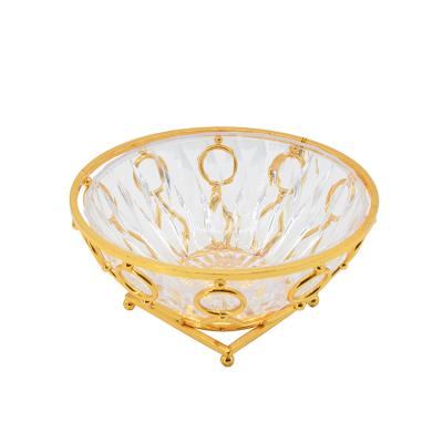 China Yiwu Baiguan New Design Salad Bowl Dessert Gold Viable Home Fruit Bowl for sale