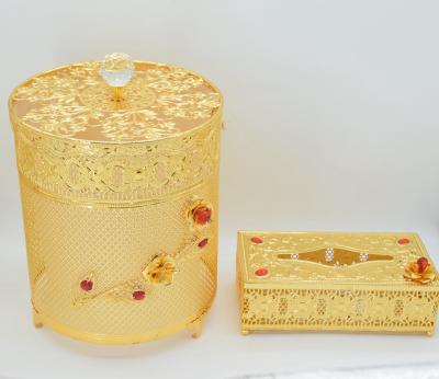 China Discount Price Viable Professional Custom Factory Trash Tissue Box Cupular Electroplating Gold Set for sale