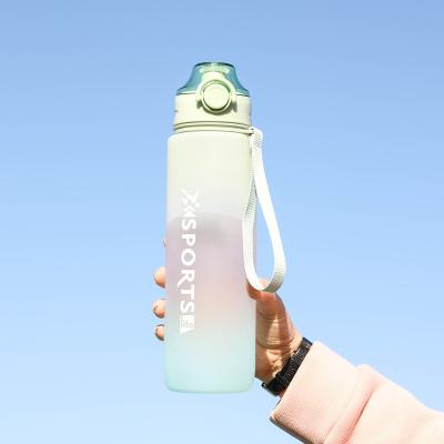 China Viable Tritan Frosted Plastic Bottle 1 Liter 32 Ounce Motivational Water Bottle With Time Marker Reminder for sale