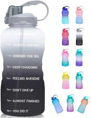 China Large 1 Gallon 128oz BPA Viable Leak Free Motivational Water Bottle with Time Marker and Straw for sale