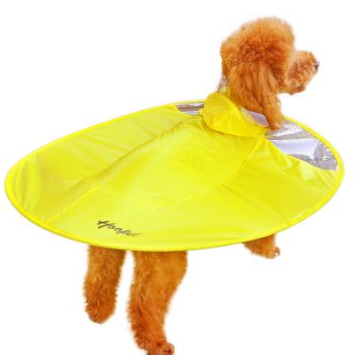 China Fabric stocked flying saucer design teddy bear in dog raincoat four feet small dog cap raincoat pet umbrella for sale