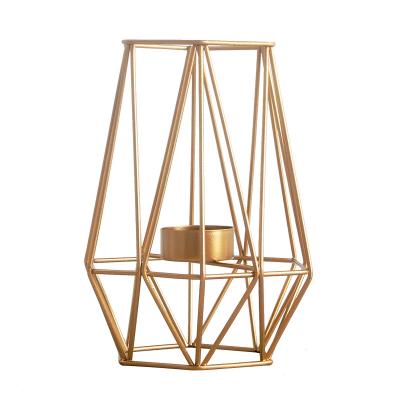 China Wrought Iron Home Nordic Geometric Candlestick Central Institute of Statistics Decoration Candle Ornament Creative Desktop Candle Holder for sale