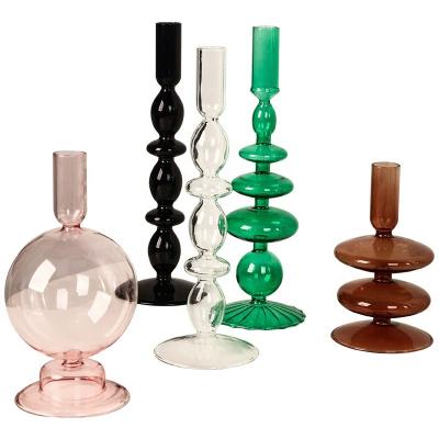 China Weddings Retro Transparent Glass Candlestick Decoration Pendant Wedding Props Creative Home Desktop Decorations for sale