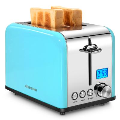 China Digital Screen Countdown Display Stainless Steel Toaster 2 Slice Household Bread Sandwich Toaster Easy To Use/Clean 825W for sale