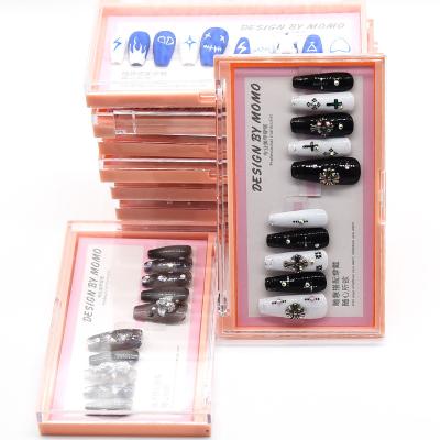 China Design Handmade Fake Nails With Rhinestones Luxury Handmade Nails Press On Customized Artificial Fingernails for sale