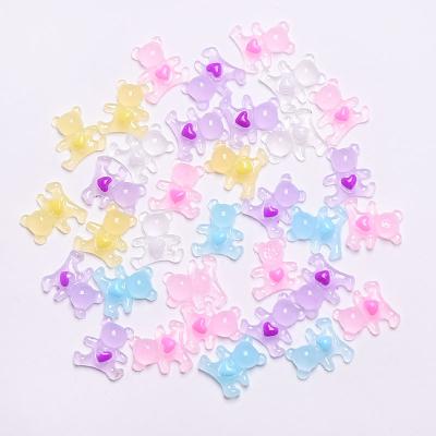 China Cute New Arrival 3d Cute Resin Love Heart Bear Nail Art Decorations For Nails Diy Manicure Accessories for sale