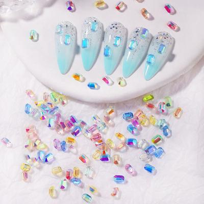 China Shining 2022 Design Cube Sugar Nail Art Aurora Resin Crystal Rhinestones Mixed Shape Nail Art Rhinestones DIY Decoration for sale