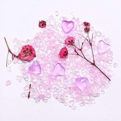 China Shiny New Arrival 6 Colors Broken Glass Love Heart Dry Flower Nail Art Accessories Set Diy Nail Jewelry Set for sale